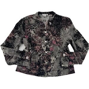 St John Floral Corduroy Jacket M Y2K Indie Fairy Grunge Whimsigoth Dark Romantic